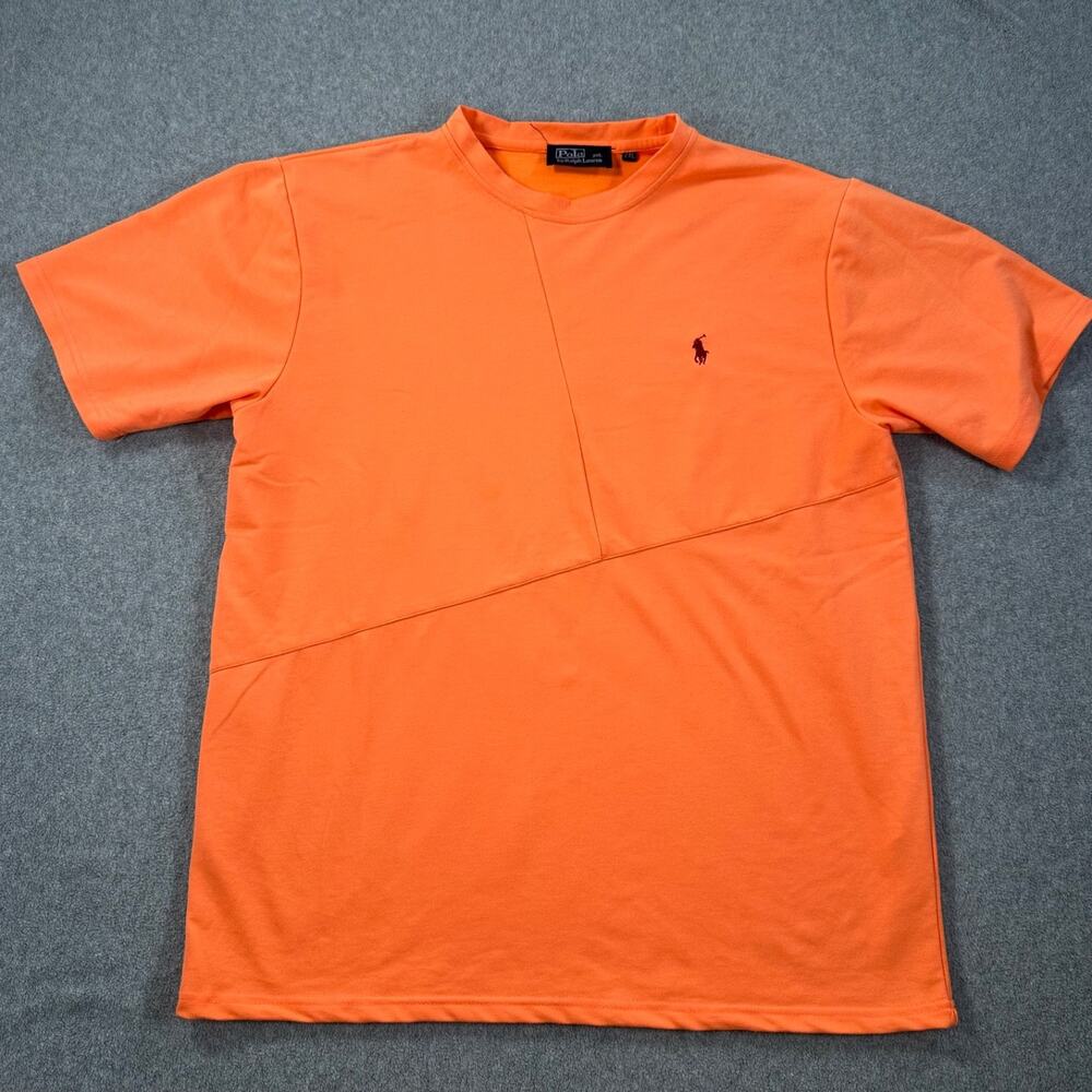 Polo Ralph Lauren Orange Crewneck Stitched Tee Shirt Men's 2XL Short Sleeve